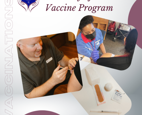 vaccine program: pharmacists giving immunization shots